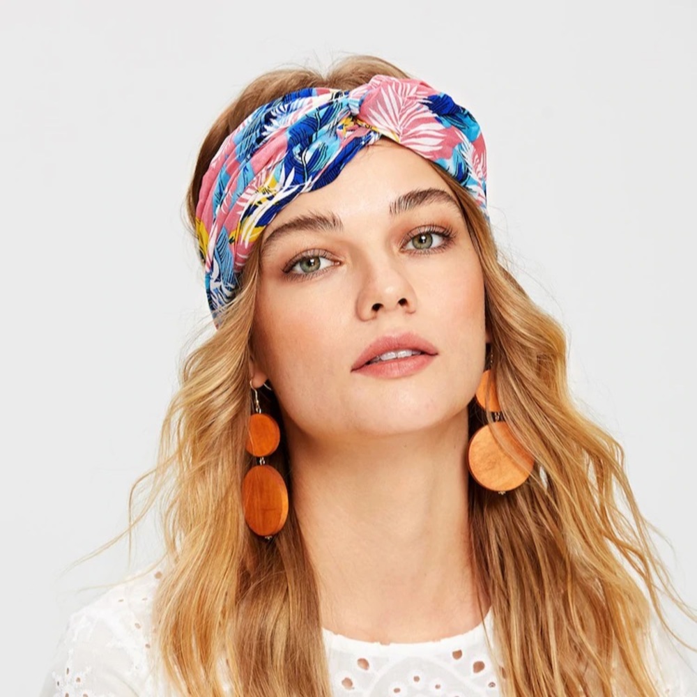 Plant print turban headband